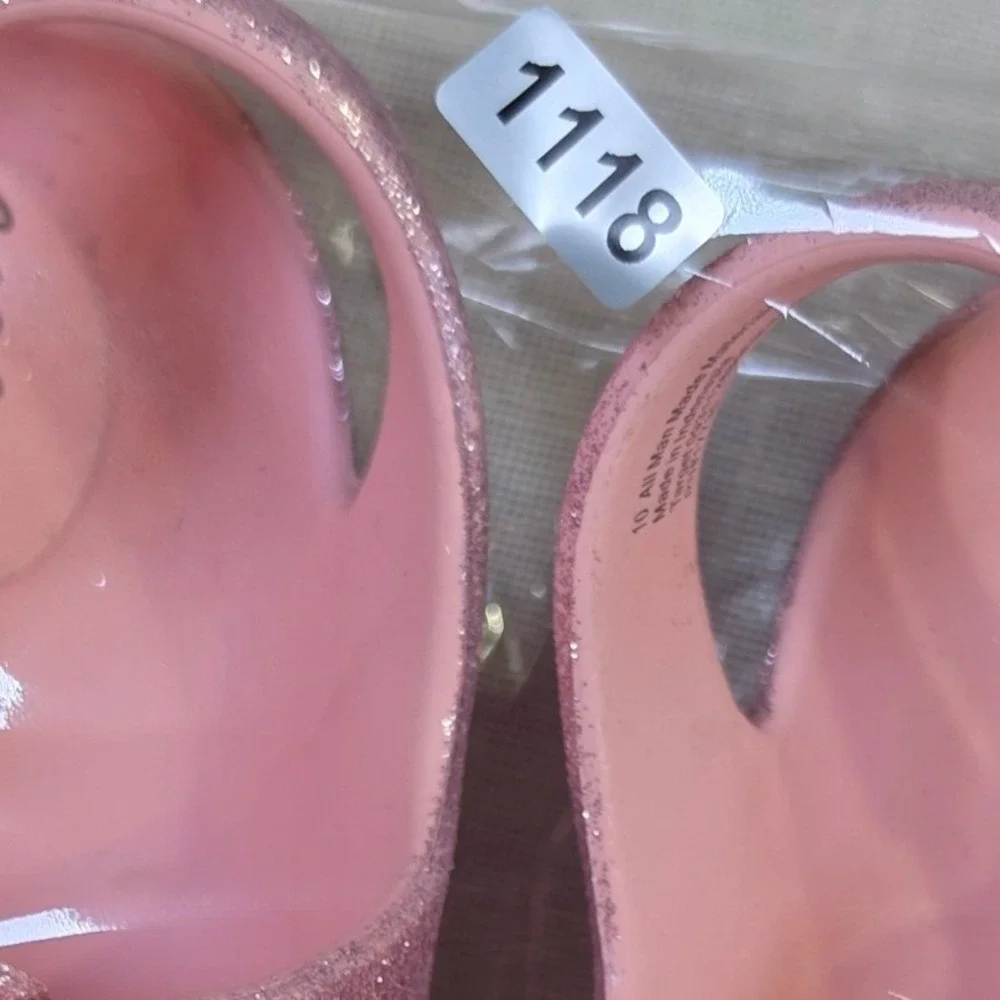 Cat & Jack Girls Pink Glitter Double Strap Buckle Sandals Size 10 093111288